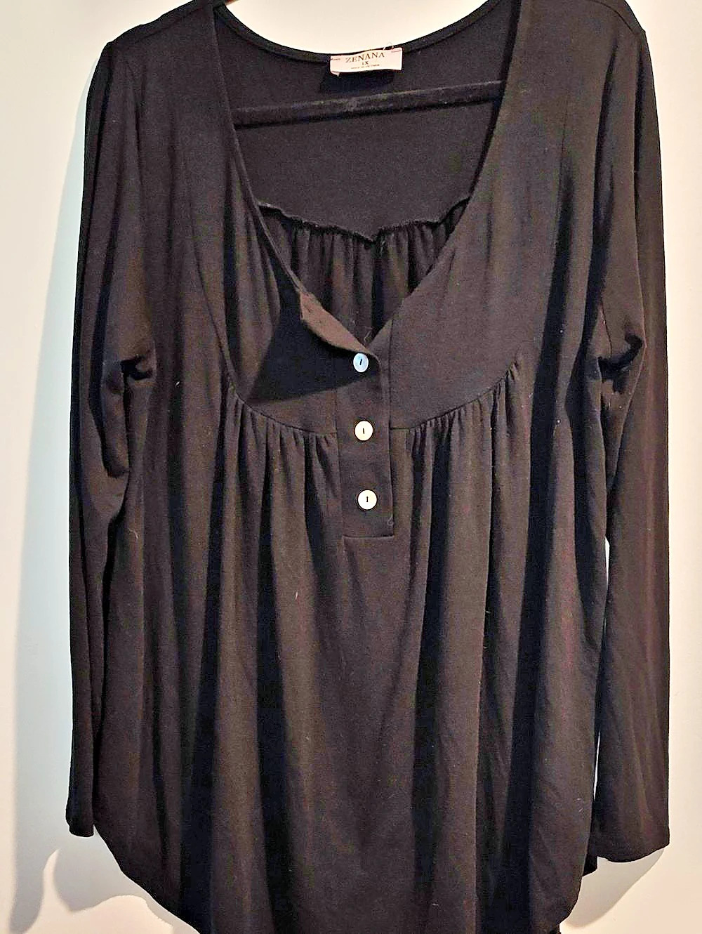 Zenana Button Front Blouse in Black